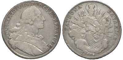 Бавария 1 талер 1759 Максимилиан III Иосиф Карл, Мадонна KM 223.2, Hahn 306, Davenport 1952 серебро 1066-20-22
