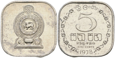 Шри-Ланка 5 центов 1978 KM 139a алюминий 4136-622