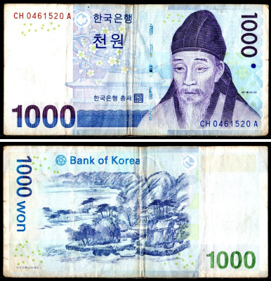 Южная Корея 1000 вон 2007 Pick 54 a бумага 7204-66-3-1