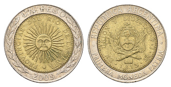 Аргентина 1 песо 2009 KM 112 биметалл 4663-642
