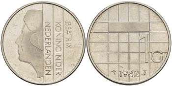Нидерланды 1 гульден 1982 Беатрикс (1980-2013) KM 205 никель 31-924