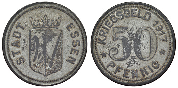 Германия, Эссен 50 пфеннигов 1917 северный Рейн-Вестфалия, нотгельд Funck 123.2 цинк 4121-423