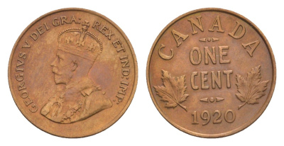 Канада 1 цент 1920 Георг V (1910-1936) KM 28 бронза 4636-117