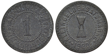 Мюльхаузен в Тюрингии 1 пфенниг 1920  Funck 342.13, Men18 21432.17 цинк     4118-1014