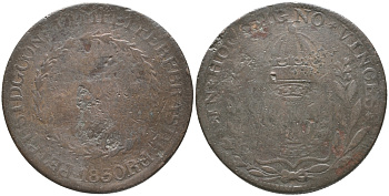 БРАЗИЛИЯ 80 РЕЙСОВ 1830 R, ПЕДРО I (1822-1830) KM 366.1 медь 79-923