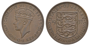 Джерси 1/12 шиллинга 1937 KM 18 бронза 4545-1033