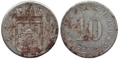 Германия, Графрат 10 пфеннигов 1919 Бавария, нотгельд Funck 168.3 железо 4119-1134
