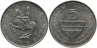 АВСТРИЯ 5 ШИЛЛИНГОВ 1991 KM 2889а медно-никель 33-614