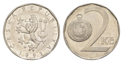 Чехия 2 кроны 1993 KM 9 сталь плакированная никелем 4632-524