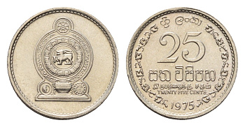 Шри-Ланка 25 центов 1975 KM 141.1 медно-никель UNC 4669-339