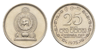 Шри-Ланка 25 центов 1975 KM 141.1 медно-никель UNC 4669-339