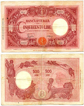 Италия 500 лир 1943 Pick 70а 2192-85-1