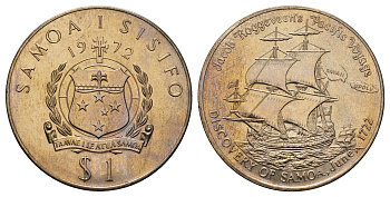 Самоа 1 тала 1972 250 лет открытию Самоа KM 11 медно-никель UNC 4677-831