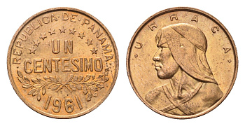 Панама 1 сентесимо 1961 Уррака KM 22 бронза UNC 4614-428