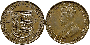 Джерси 1/12 шиллинга 1931 Георг V (1910-1936) KM 16 бронза 51-4512
