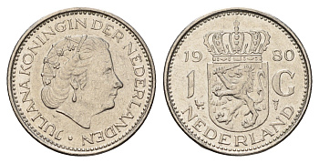 Нидерланды 1 гульден 1980 Юлиана (1948-1980) KM 184a никель 186-453