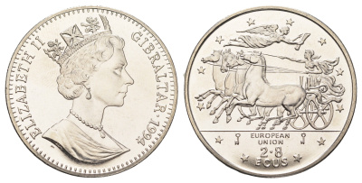 Гибралтар 2,8 экю 1994 Мифология - Крылатая Победа KM 489 медно-никель BU 11-087-35