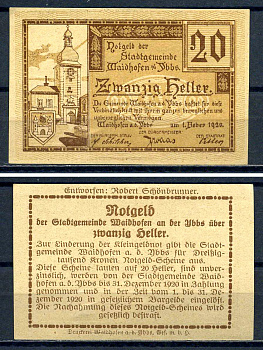 Вайдхофен-на-Ибсе (Австрия) 20 геллеров 1920 Jaksc/Pick?JPR1127a-20 бумага aUNC 7556-38-3-1