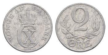 Дания 2 эре 1941 N, Кристиан X (1912-1947) KM 833 алюминий 4639-768