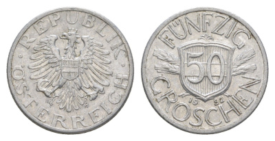 Австрия 50 грошей 1952 KM 2870 алюминий 4136-735