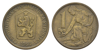 Чехословакия 1 крона 1964 KM 50 алюминиевая бронза 4548-614