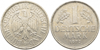 ФРГ 1 МАРКА 1972 D KM 110, J. 385 медно-никель 3856-123