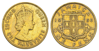 Ямайка 1 пенни 1960 KM 37 никель латунь 4628-651