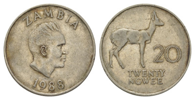 Замбия 20 нгве 1988 KM 13 медно-никель 4626-714