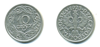 ПОЛЬША 10 ГРОШЕЙ 1923 KM 11 никель 4383-161