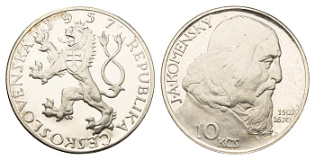 Чехословакия 10 крон 1957 Ян Амос Коменский KM 48 серебро  PROOF  1085-10-12