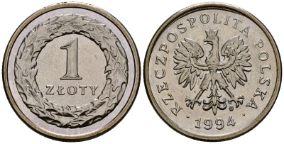 Польша 1 злотый 1994 Y 282 медно-никель 4177-755