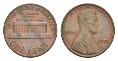 США 1 цент 1970 Линкольн KM 201 медь цинк aUNC 4643-357