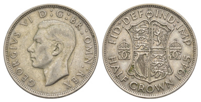 Великобритания 1/2 кроны 1945 Георг VI (1936-1952) KM 856, Spink 4080 серебро 4185-241