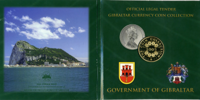 Гибралтар набор из 8 монет плюс жетон 2005 официальный набор, в оригинальном картонном буклете UNC 1-4-2-35