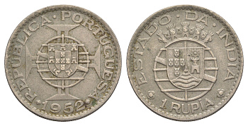 Португальская Индия 1 рупия 1952 KM 29 медно-никель 443-912