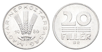 Венгрия 20 филлеров 1986 BP KM 573 алюминий 4665-1269