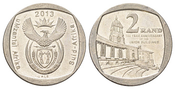 ЮАР 2 ранда 2013 100 лет Зданию Союза медь плакированная никелем 4628-335