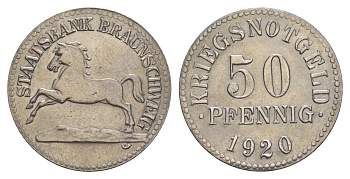Брауншвейг 50 пфеннигов 1920 Funck 56.7, Men05 3477.1, Men18 4416.1 железо 4637-1252
