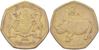 Ботсвана 2 пулы 2004 KM 25a сталь плакированная латунью 4156-856