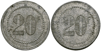 Франция 20 франков ресторанный жетон латунь 4175-945