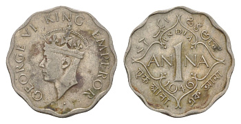 Индия 1 анна 1946 без отметки монетного двора	 - Калькутта KM 538 медно-никель 4625-768