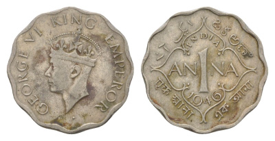 Индия 1 анна 1946 без отметки монетного двора	 - Калькутта KM 538 медно-никель 4625-768