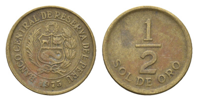 Перу 1/2 соль 1975 KM 265 латунь 4664-453