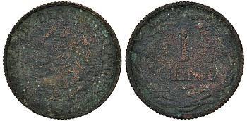 НИДЕРЛАНДЫ 1 ЦЕНТ 1917 ВИЛЬГЕЛЬМИНА (1890-1948) KM 152 бронза 72-1223