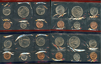 США официальные наборы из 10 монет и 2 жетонов монетного двора 1988 D, P, Джон Кеннеди KM MS 152   UNC  8-2-03-35