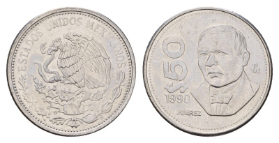 Мексика 50 песо 1990 KM 495a нержавеющая сталь UNC 217-411