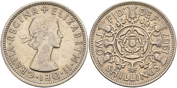Великобритания 2 шиллинга (флорин) 1967 Елизавета II (1952-2022) KM 906, Spink 4146 медно-никель 4149-833