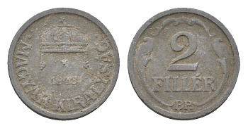 Венгрия 2 филлера 1943 BP KM 519 цинк 4665-527