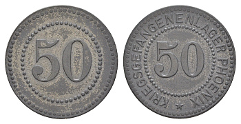 Херде 50 пфеннигов ND Kriegsgefangenenlager Phoenix Men05 11722.9, Men18 14670.9 цинк 1527-1433