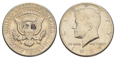 США 1/2 доллара (50 центов) 1971 Джон Кеннеди KM 202b медь плакированная медно-никелем aUNC 4131-1041